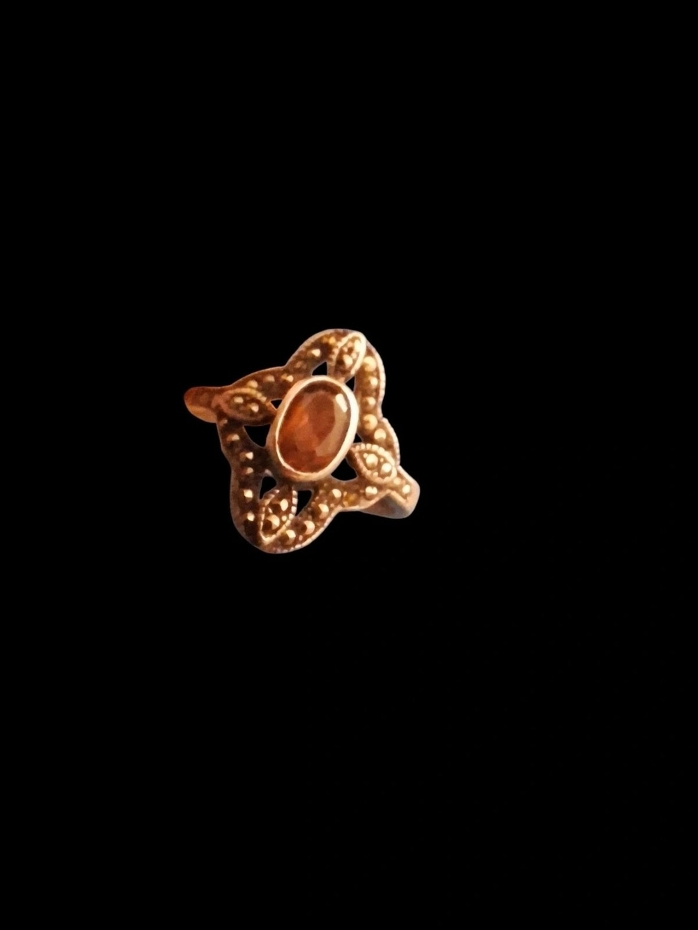 Vintage Sterling Silver Garnet & Marcasite Ring (40 Yrs Old)